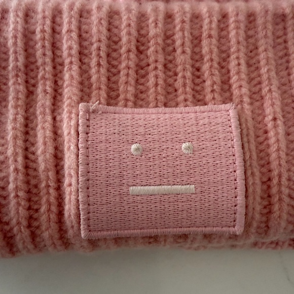 Acne Studios Pink Large Face Logo Beanie main image 6